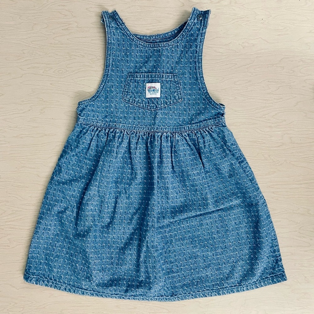Vintage OshKosh BGosh Denim Jumper Girls 6X Coveralls Dress Made In Canada Blue